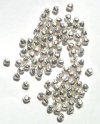 100 4mm Bright Silver Plated Pleated Bicone Beads